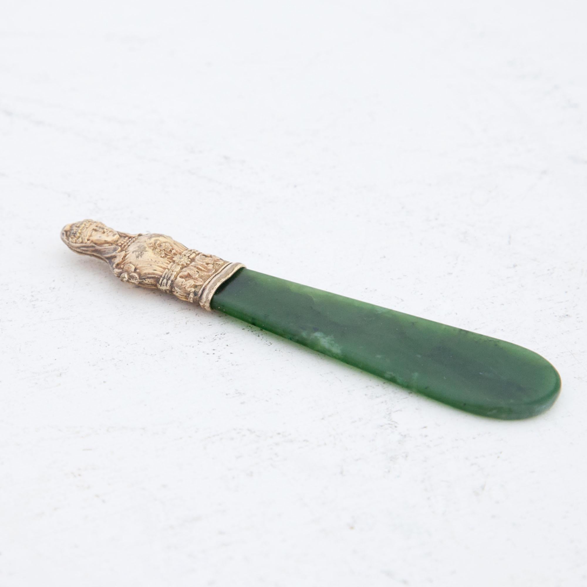 Stone Nephrite Caviar Knife, Probably, Russia, First Half of the 19th Century