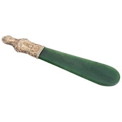 Antique Nephrite Caviar Knife, Probably, Russia, First Half of the 19th Century