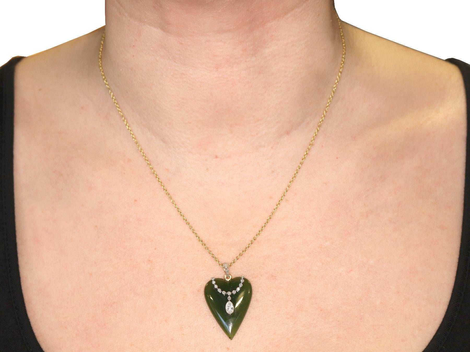 Nephrite Jade and Diamond Yellow Gold Necklace 6