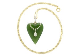 Nephrite Jade and Diamond Yellow Gold Necklace