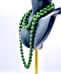 Nephrite Jade Bead Necklace, 119 Grams, Mid-20th Century