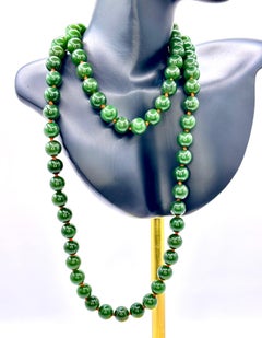 Nephrite Jade Bead Necklace, 119 Grams, Mid-20th Century