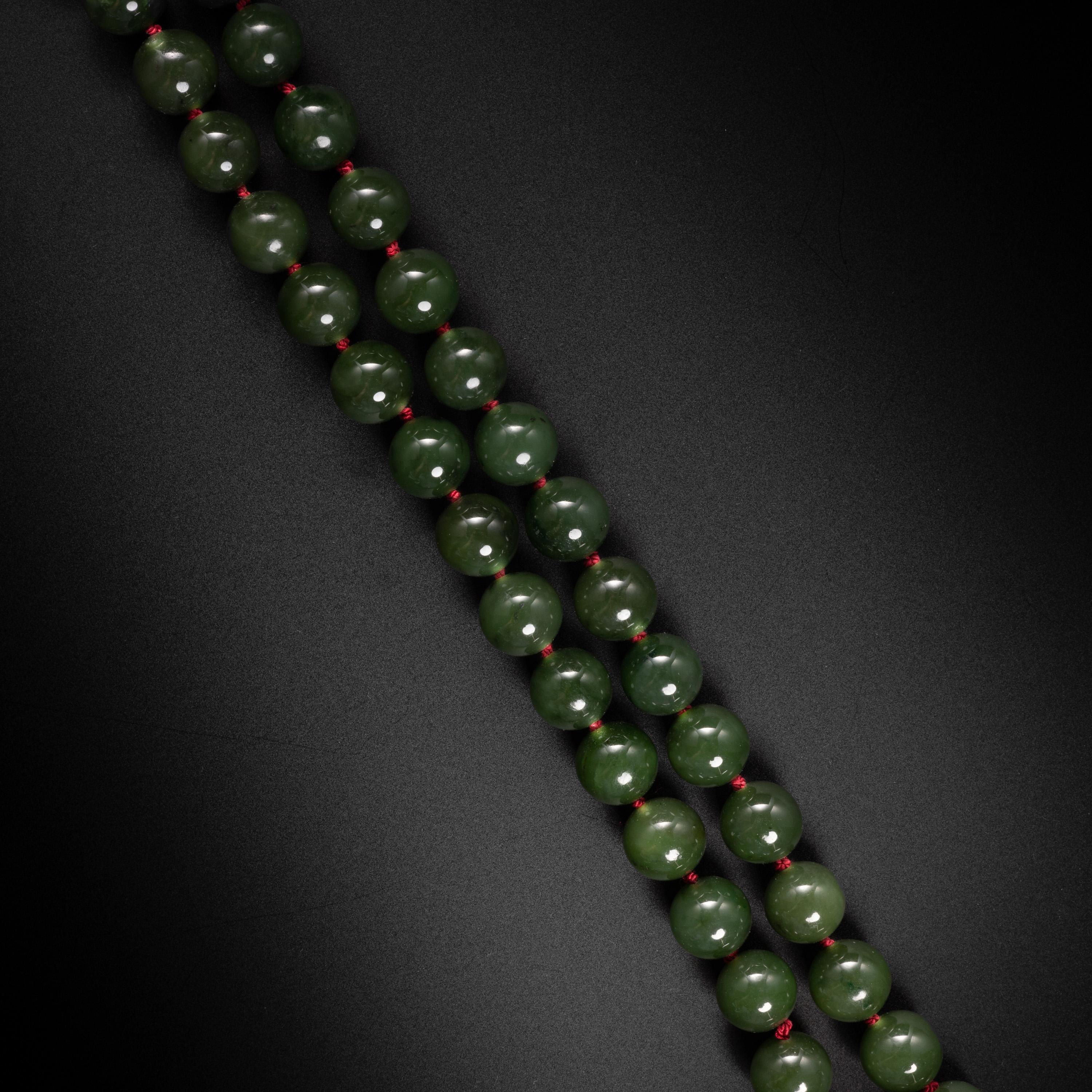 Nephrite Jade Beaded Cross Necklace Certified Untreated 1