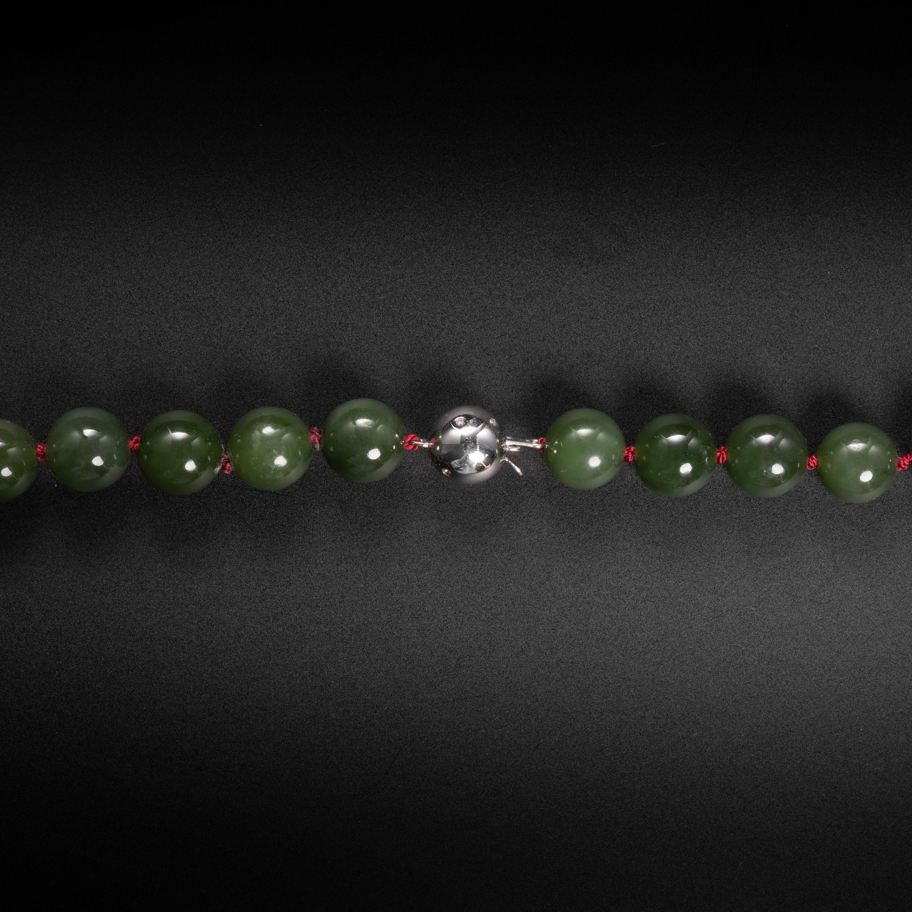 Nephrite Jade Beaded Cross Necklace Certified Untreated 2