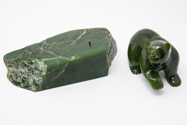 Nephrite Jade Bear Carved and Polished For Sale at 1stDibs jade