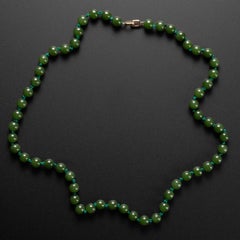 Nephrite Jade Necklace with High Translucency, Certified Untreated