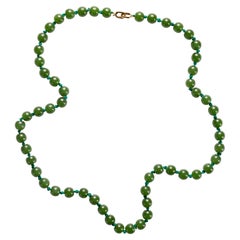 Nephrite Jade Necklace with High Translucency, Certified Untreated