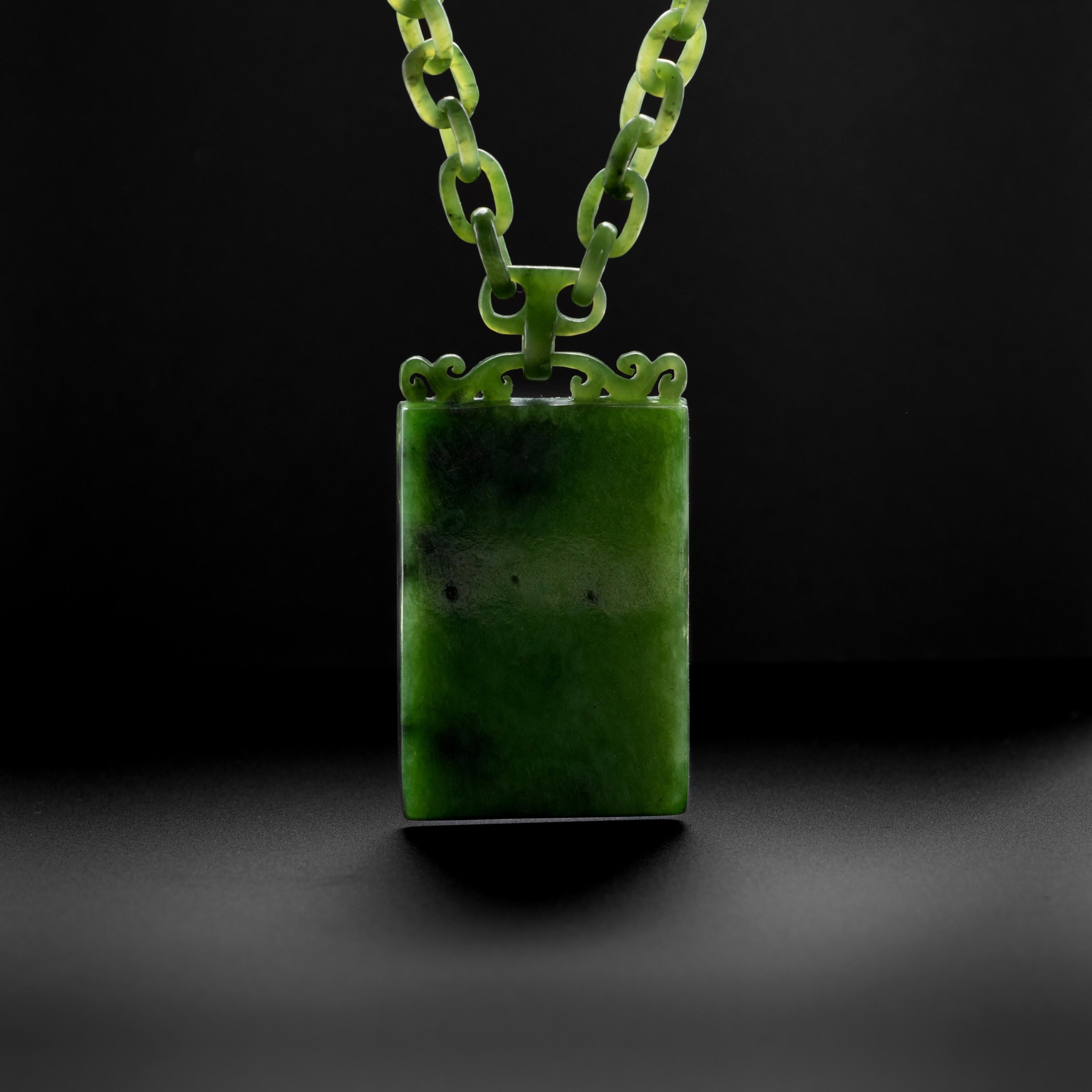 Artisan Nephrite Jade Necklace Carved from Single Stone Certified Untreated