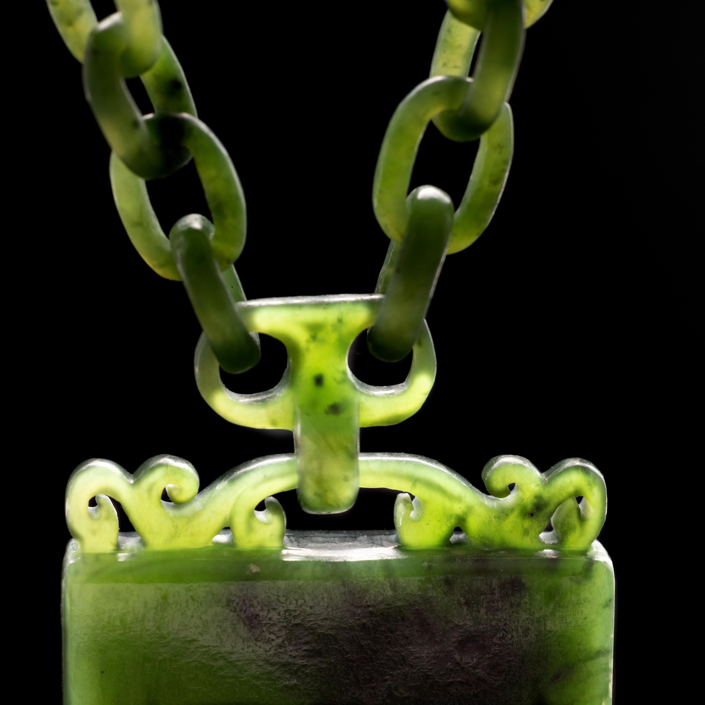 Cabochon Nephrite Jade Necklace Carved from Single Stone Certified Untreated