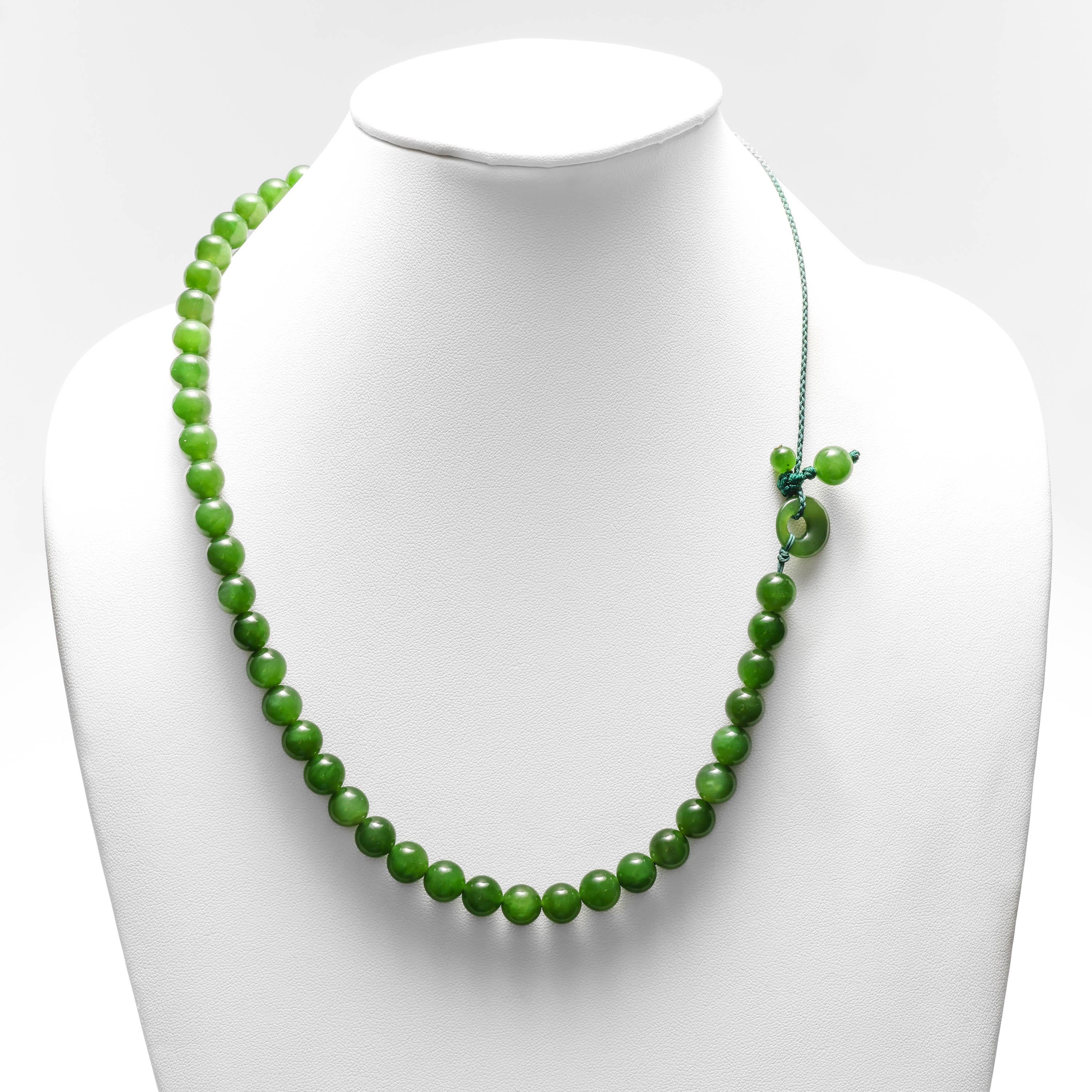 Nephrite Jade Necklace Hand Crafted Certified Untreated In New Condition For Sale In Southbury, CT