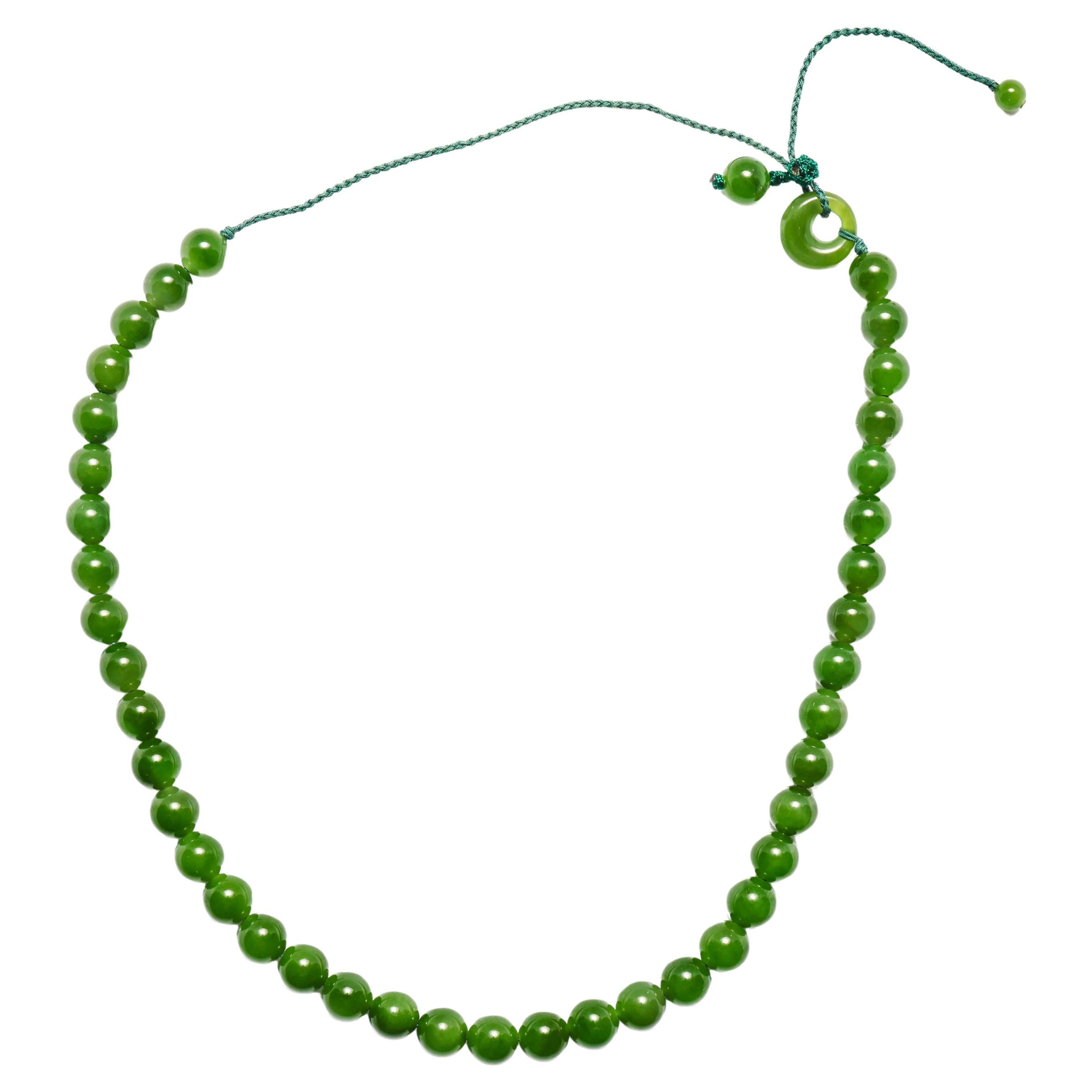 Nephrite Jade Necklace Hand Crafted Certified Untreated For Sale