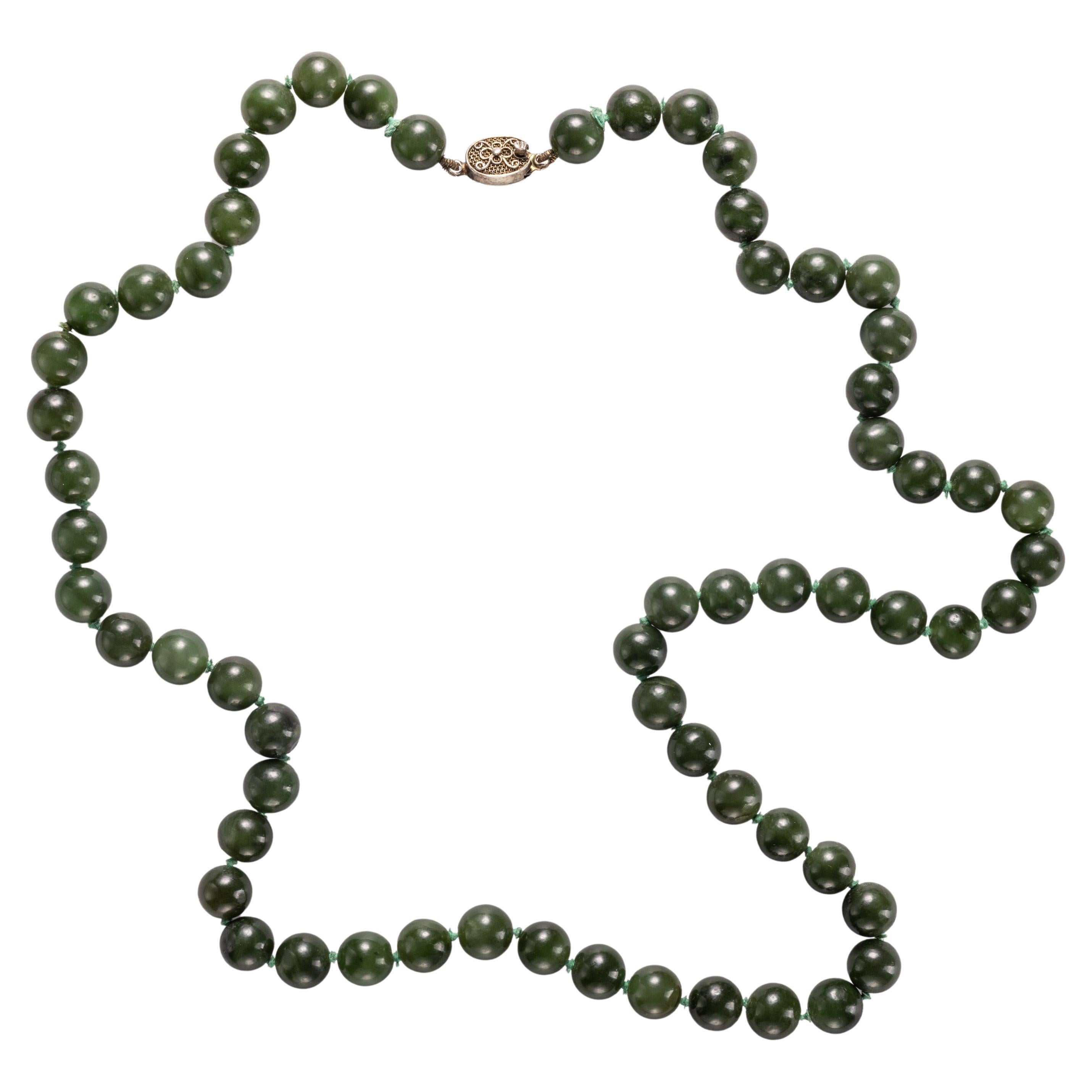 Nephrite Jade Necklace Mid-Century, Circa 1930s