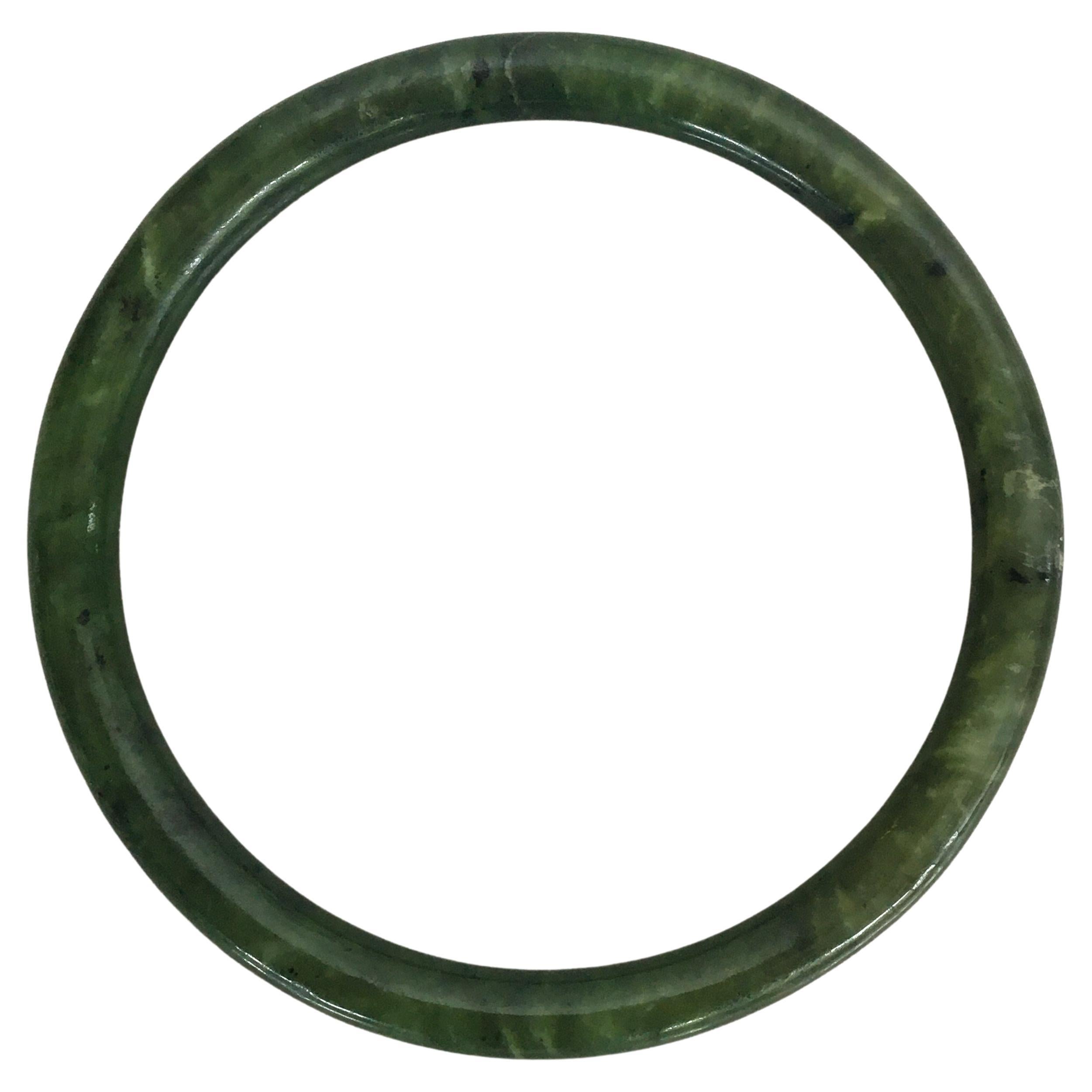 Nephrite Jade Round Bangle Bracelet
