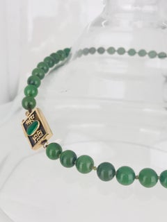 Nephrite Jade, Chinese 14 Karat Gold Necklace Modern, circa 1920s