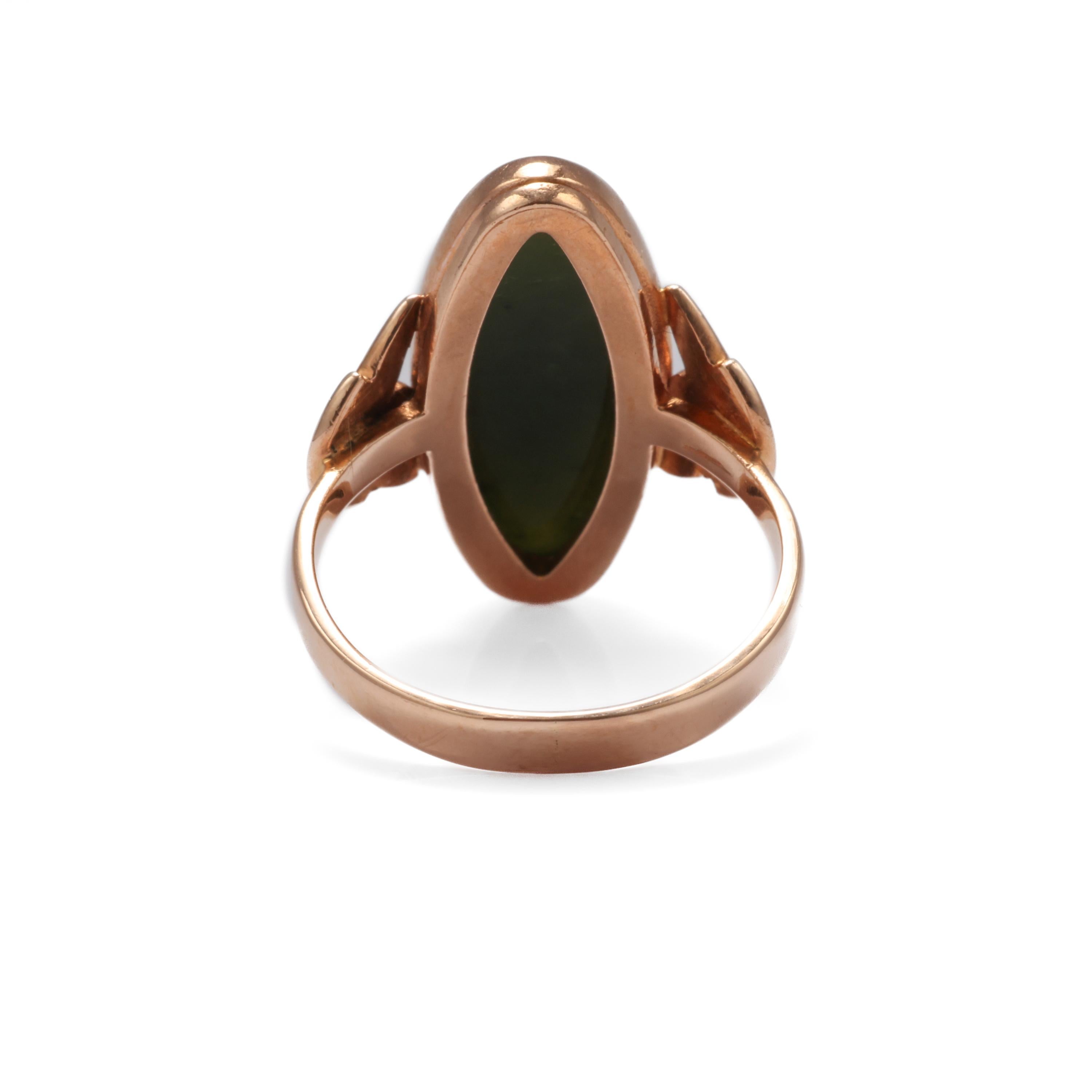Nephrite Ring in Rose Gold Art Nouveau Style 2