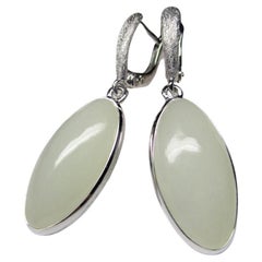 Nephrite Silver Earrings Cloud White Gem Queen Daenerys Style Game of Thrones