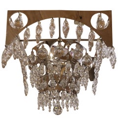 Nepir Portugal Art Deco Style Designer Chrome and Crystal Three-Tier Chandelier