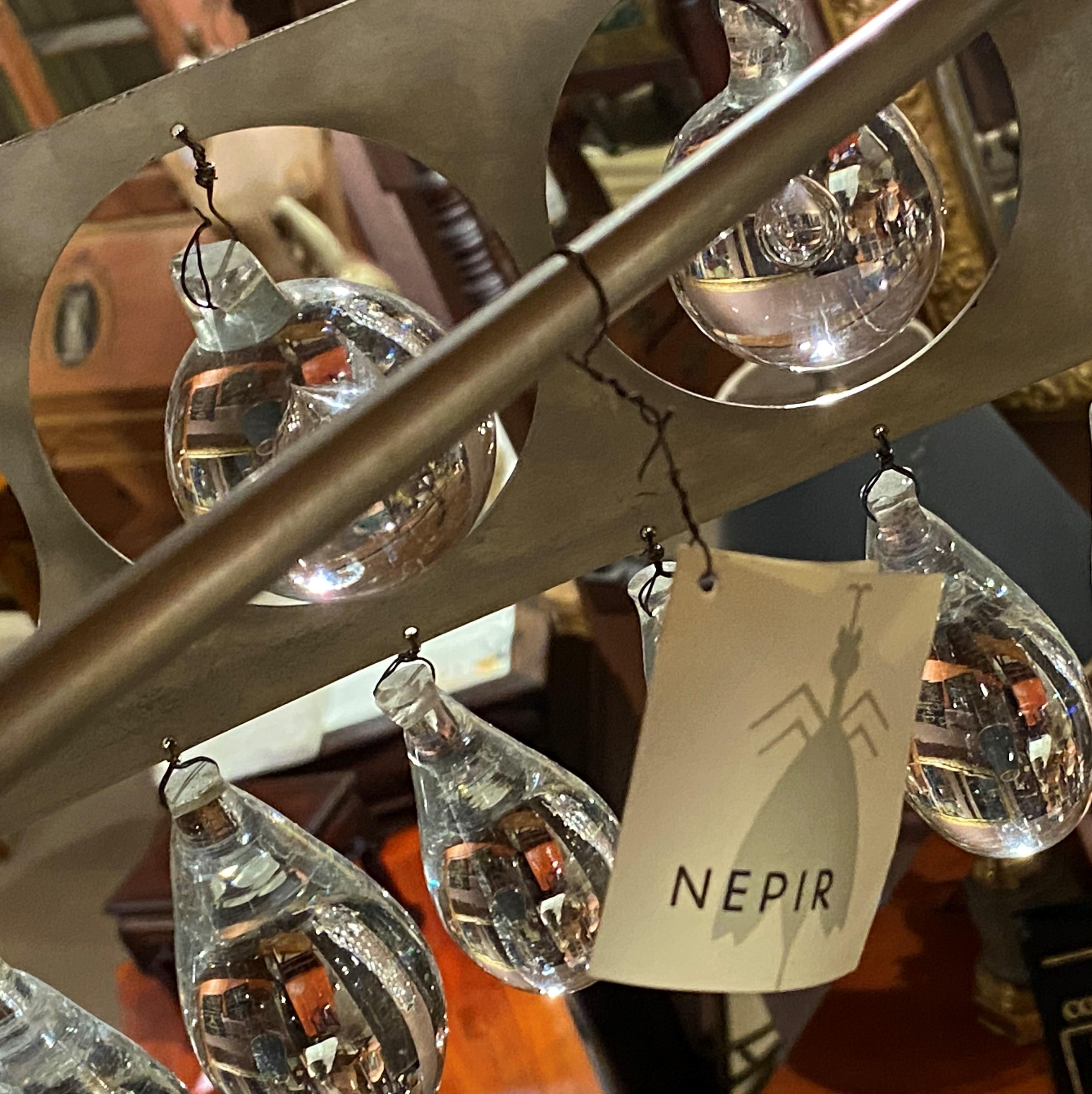 Nepir Portugal, Designer-Kronleuchter im Art-Déco-Stil aus Chrom und Kristall, zweistöckig im Angebot 5