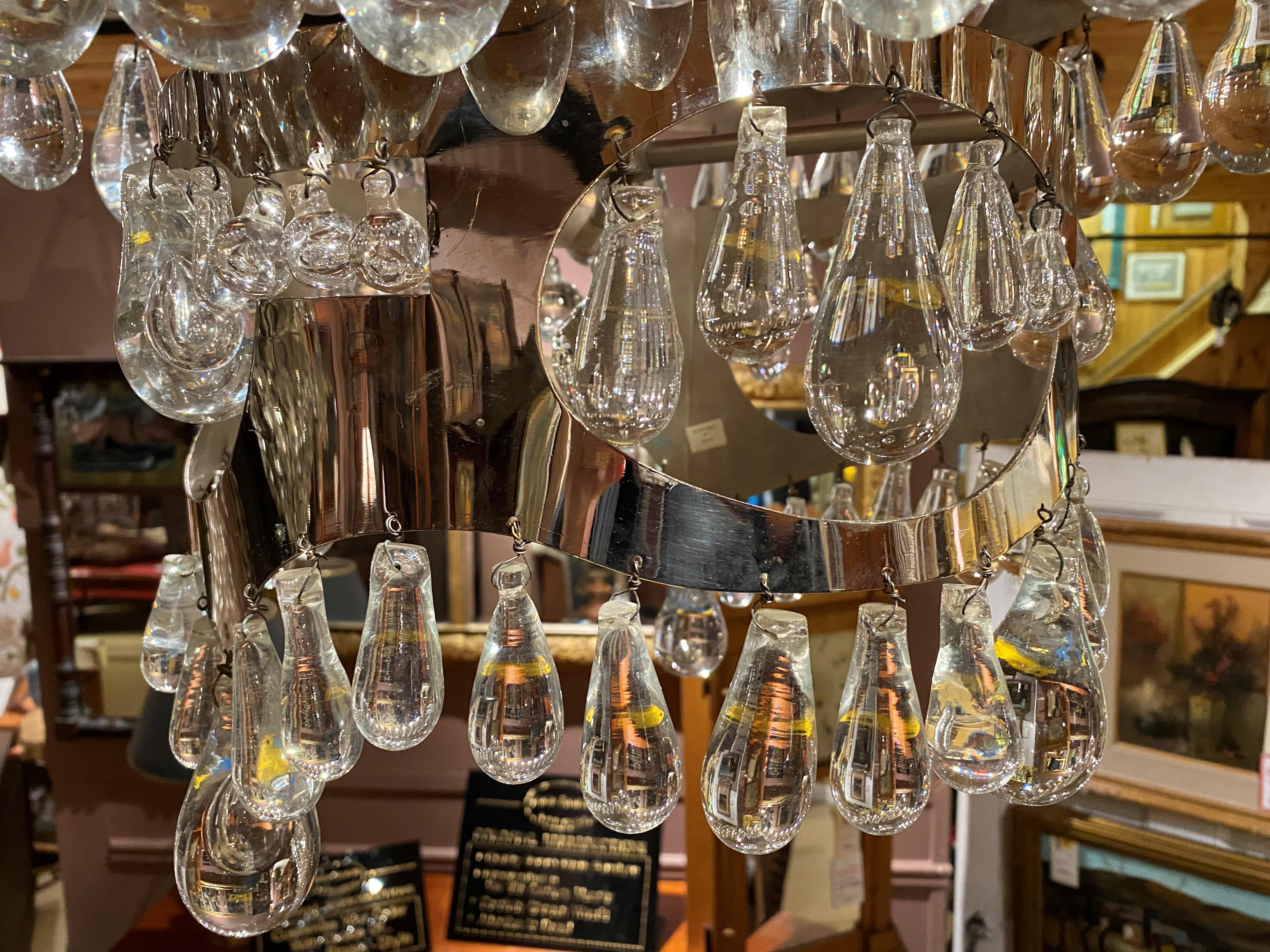 Cristal Lustre à deux niveaux Nepir Portugal de style Art Déco en chrome et cristal en vente