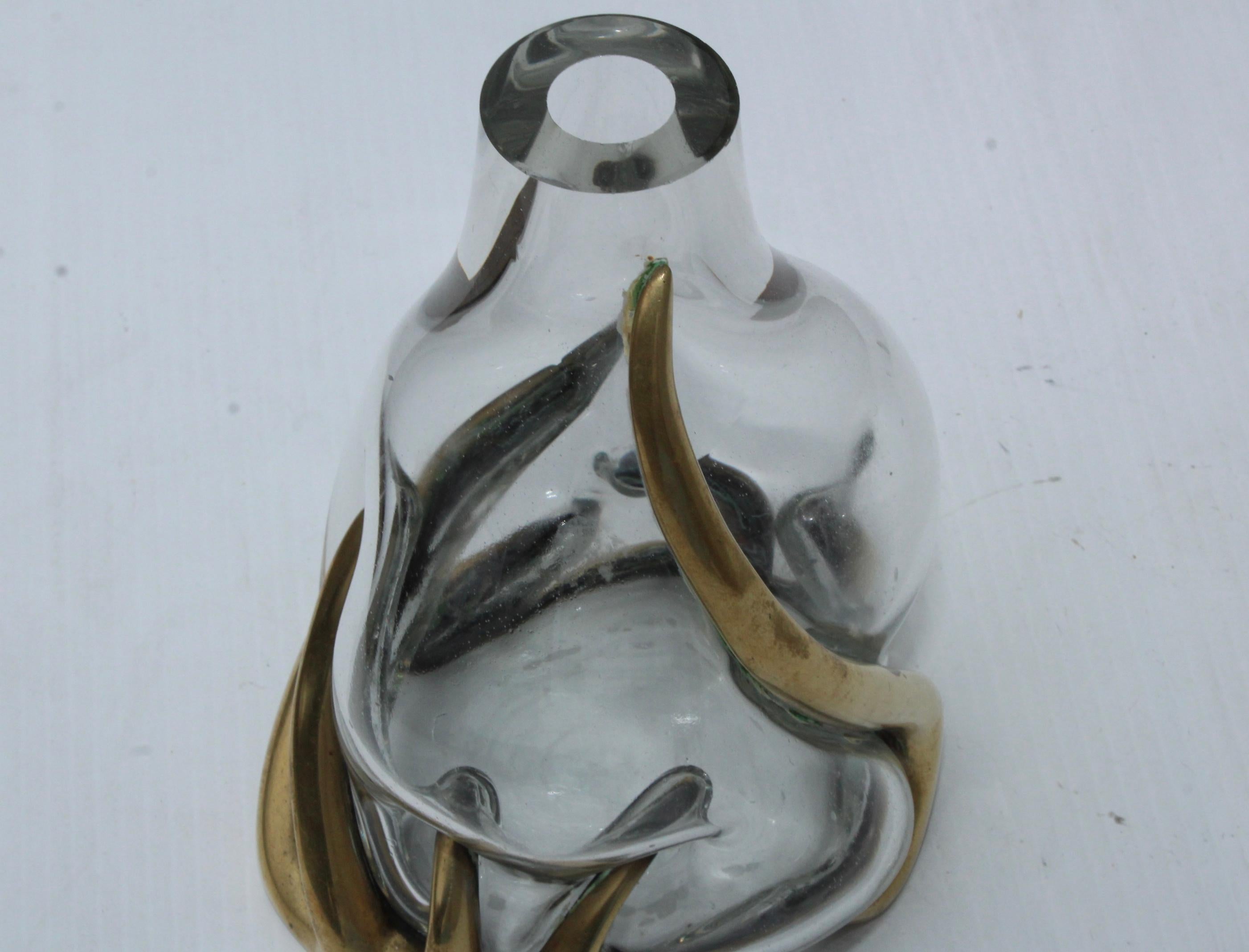 Art Deco Nepir Portugal Bronze and Glass Vase