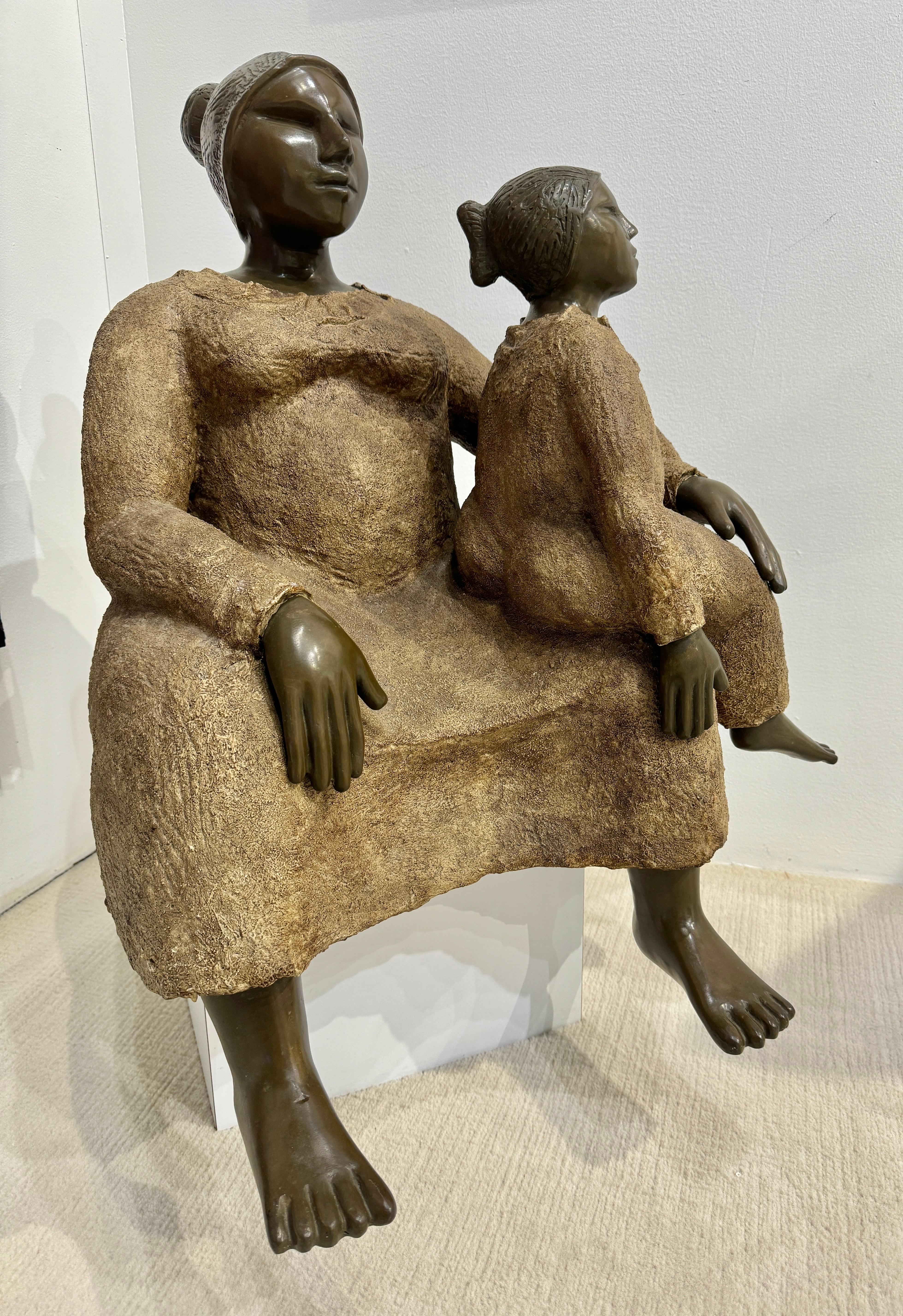 Scultura in bronzo seduta sulla panchina - Sculpture di Neptaly Valero 