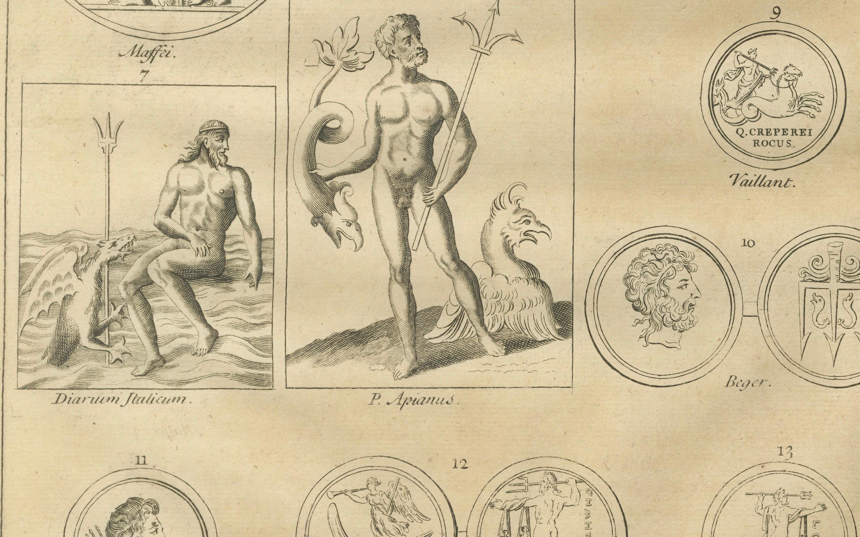 Neptune and Marine Deities, Roman Sea Gods and Reliefs – Montfaucon, 1721