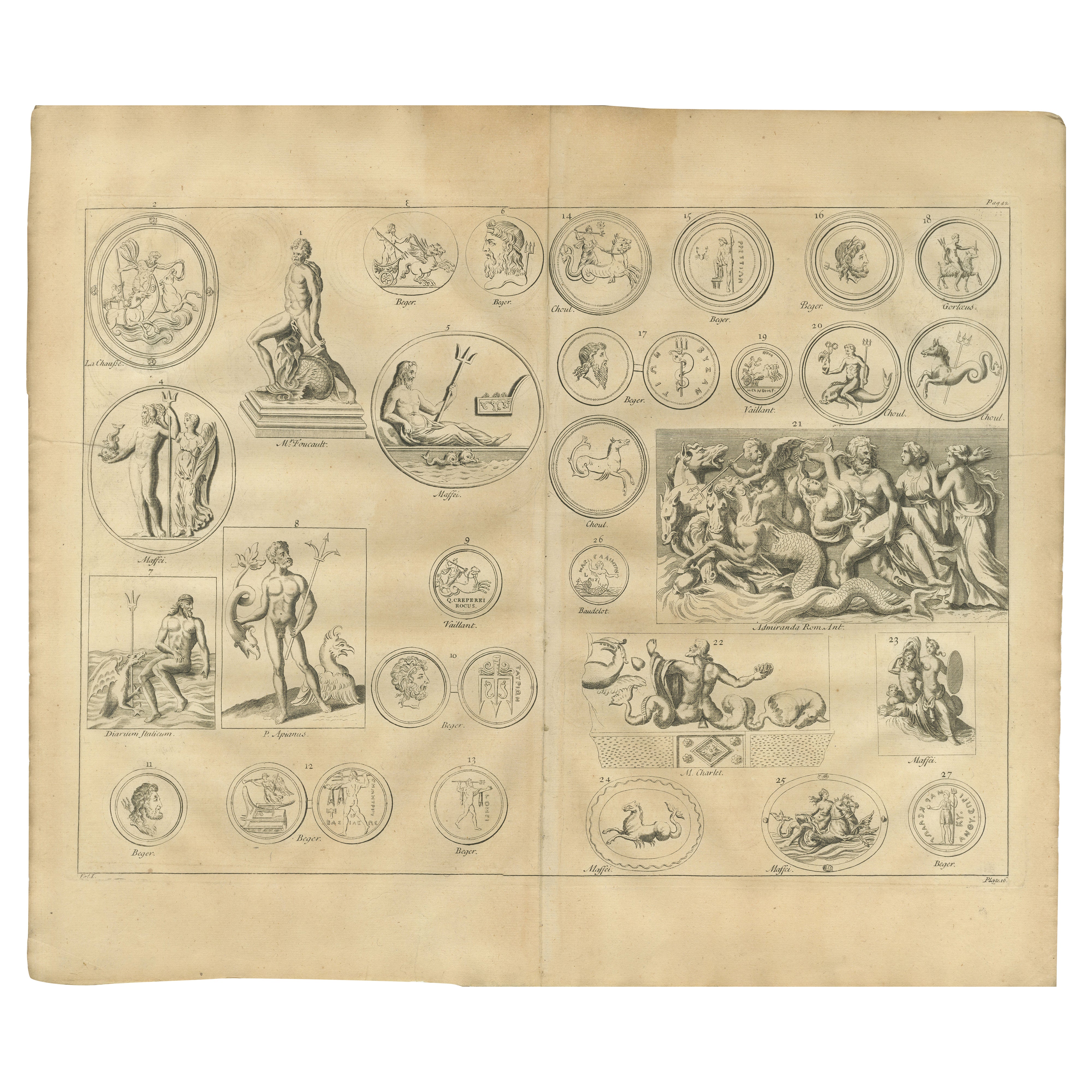 Neptune and Marine Deities, Roman Sea Gods and Reliefs – Montfaucon, 1721