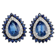 Neptune Drop with Sapphire Round Earrings