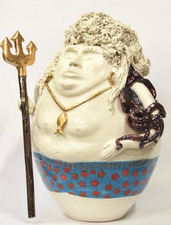 Neptune God of the Sea Decorative Centerpiece Handmade Italy, 2020, Hand-Crafted
