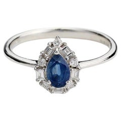 Neptune Bague baguette en forme de goutte d'eau