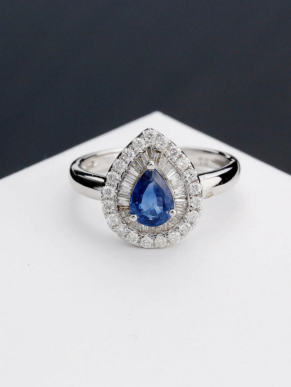 For Sale:  Neptune Tear Drop Baguette Round Ring 2
