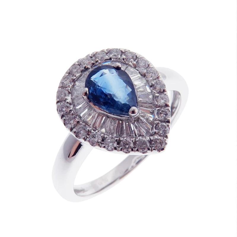 For Sale:  Neptune Tear Drop Baguette Round Ring 3