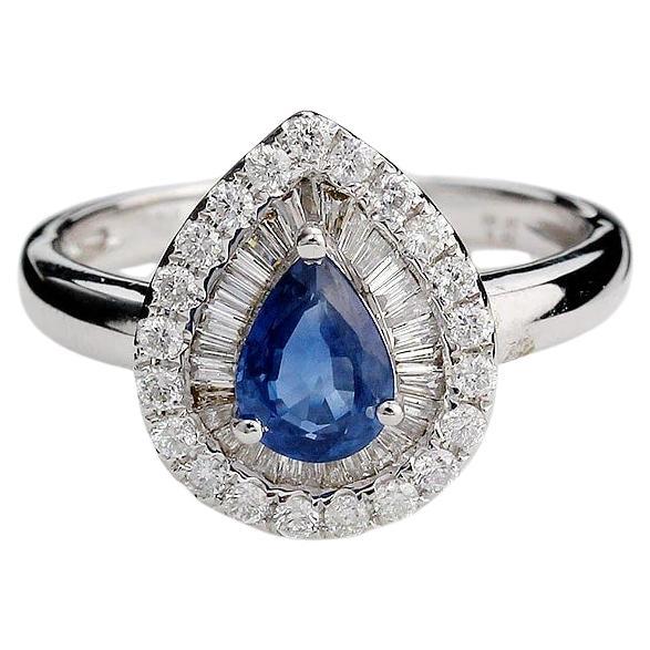 For Sale:  Neptune Tear Drop Baguette Round Ring