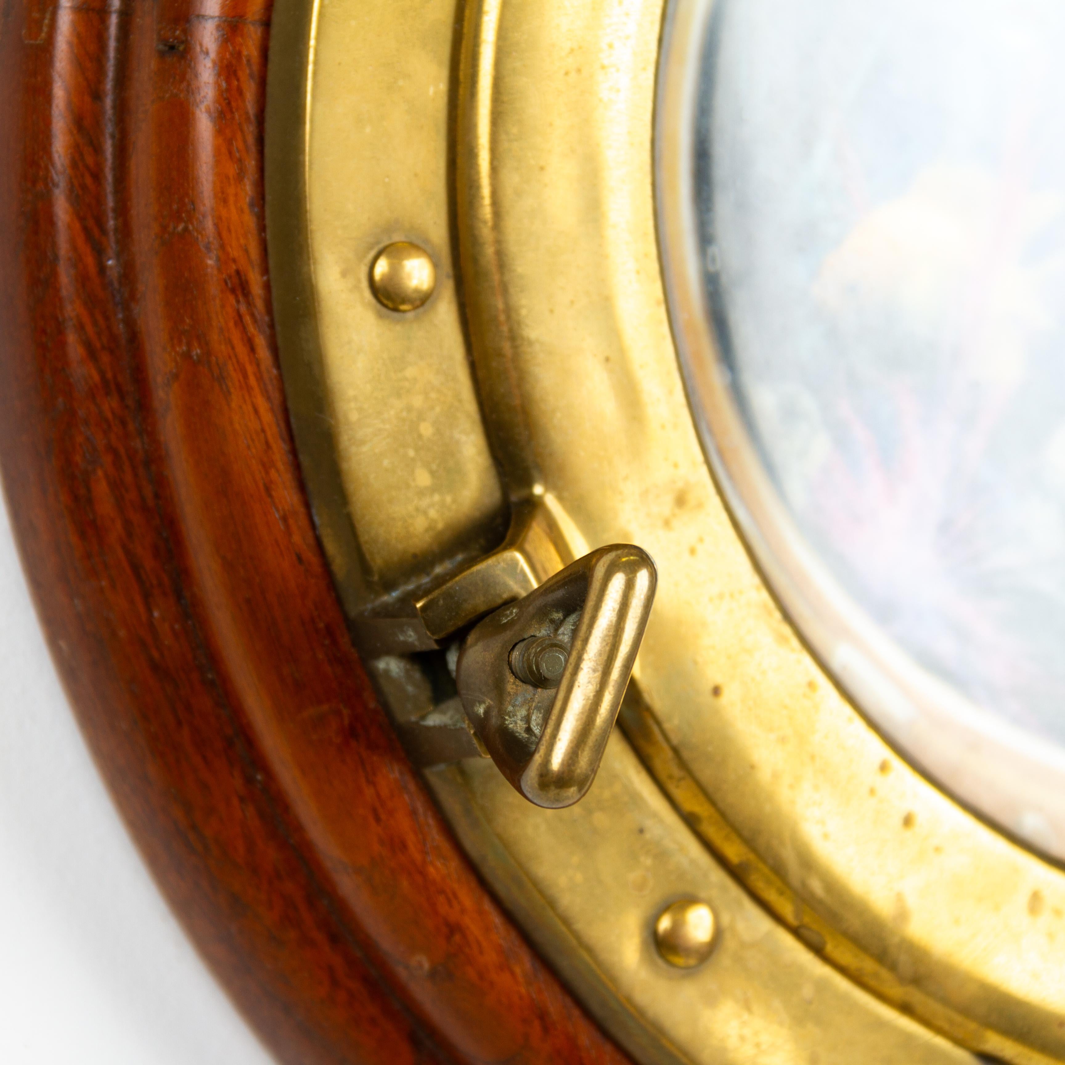 Neptune's Nautical Ship Porthole Brass & Porcelain Wall Hanging  In Good Condition For Sale In Nottingham, GB