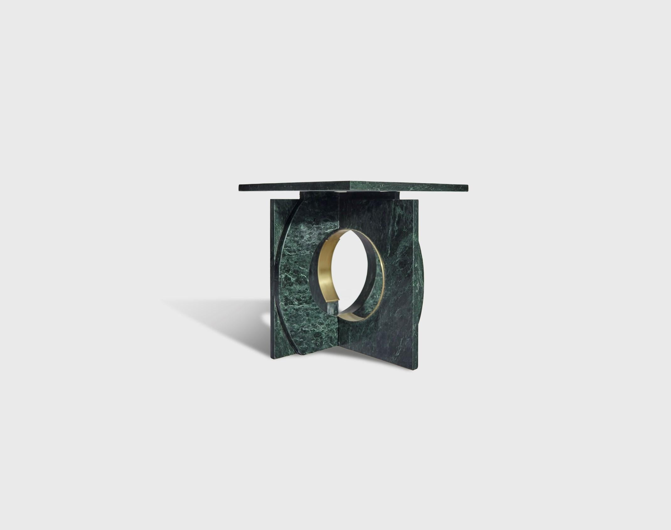 Neptuno marble side table by Atra Design
Dimensions: D 40 x W 40 x H 42 cm
Materials: Tikal Green marble, brass ring.
Other marbles and size available.

Atra Design
We are Atra, a furniture brand produced by Atra form a mexico city–based high end