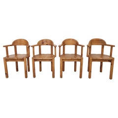 Ner Daumiller Pine Wood Dining Chairs for Hirtshals Savvaerk, Set of 4, 1980s