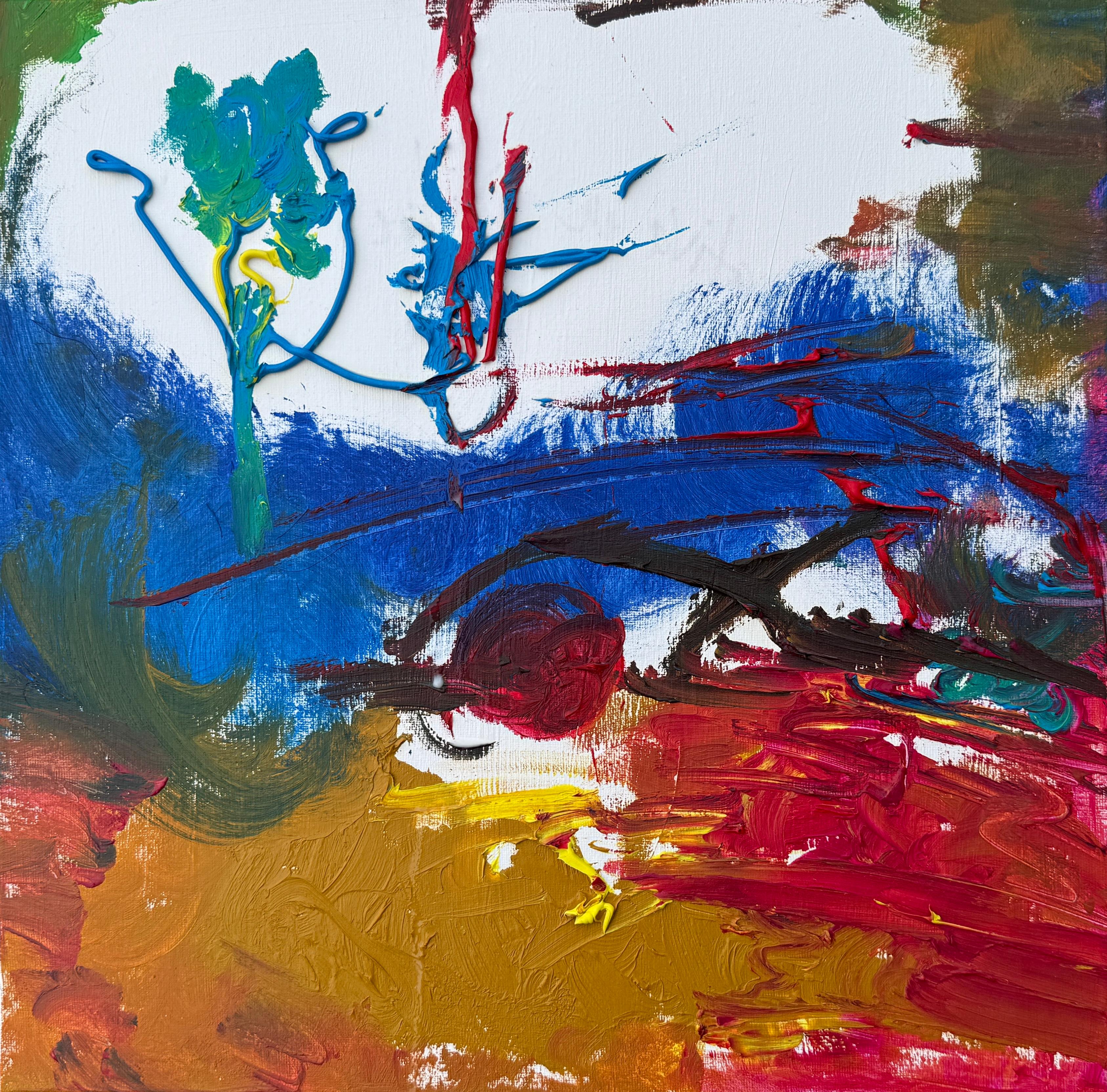Landscape Painting Nerea Caos - Peinture expressionniste abstraite "Explosión Creativa en Sitges", acrylique texturée