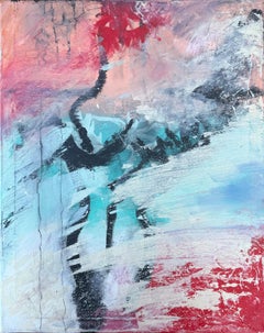 Abstract Nude Composition, Gestural Acrylic Painting on Canvas Expressionist