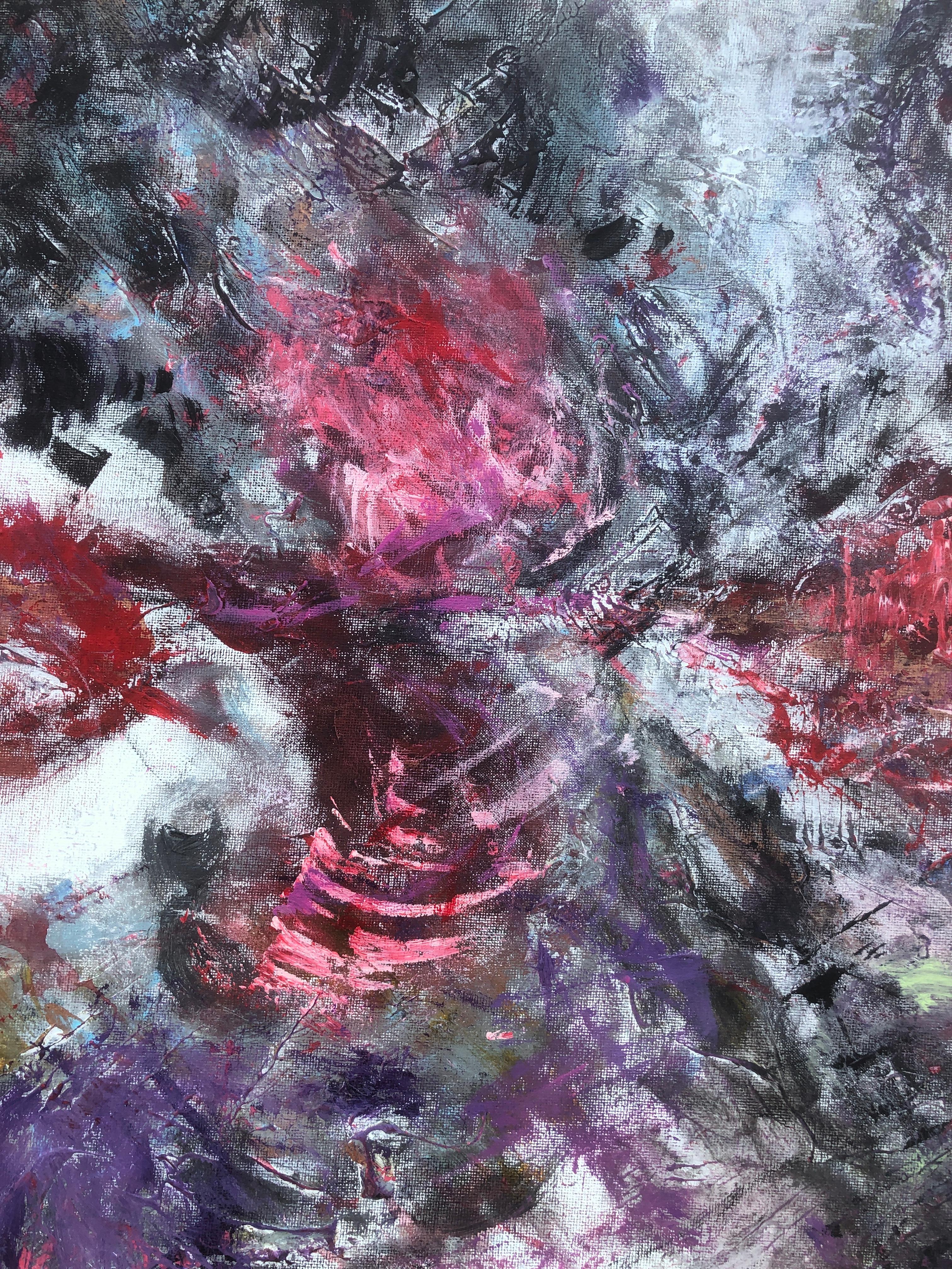 Peinture à l'huile sur toile - Art expressionniste abstrait ange noir en vente 3