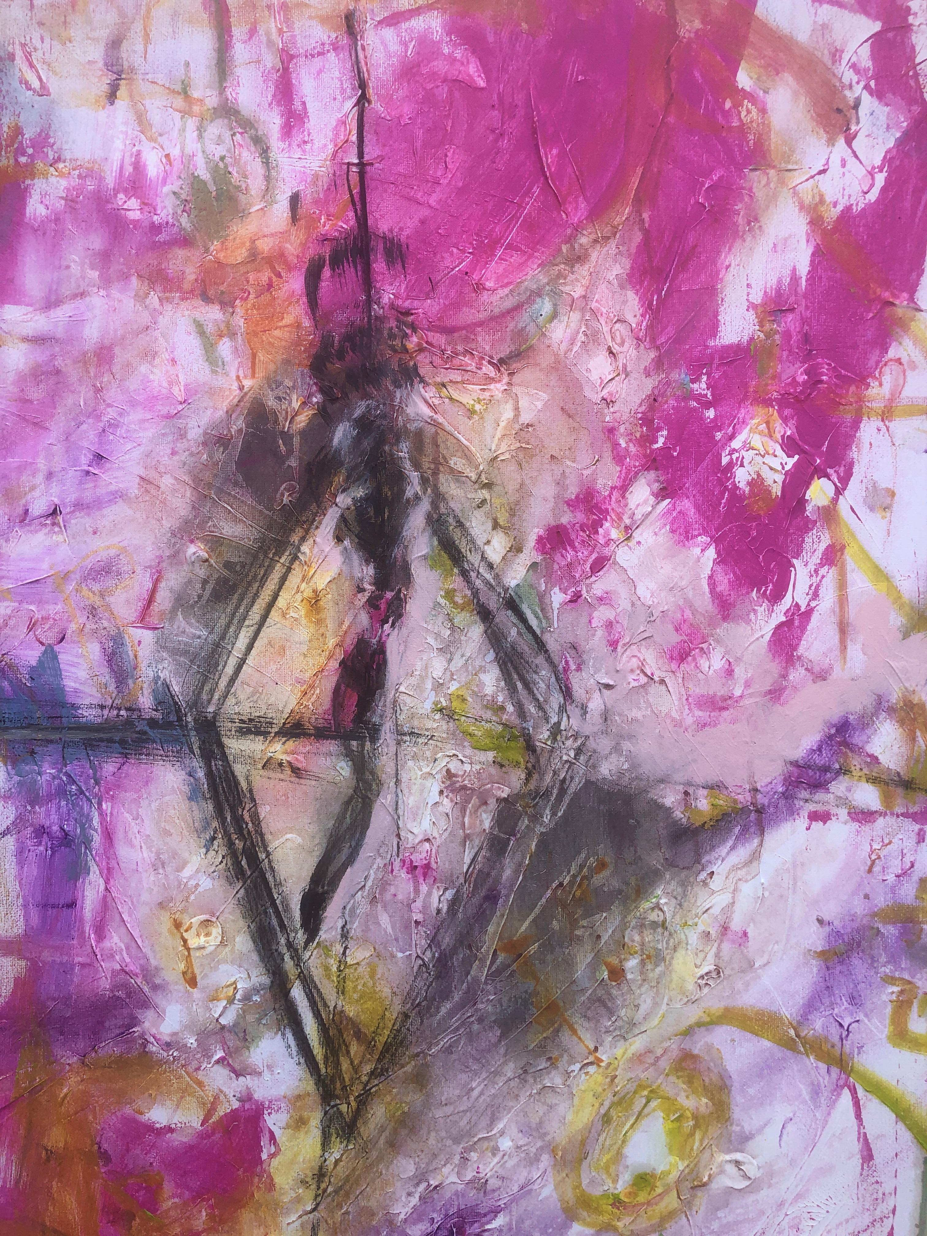 Abstrakt-expressionistisches Gemälde in Öl auf Leinwand mit Farbexplosion im Angebot 3