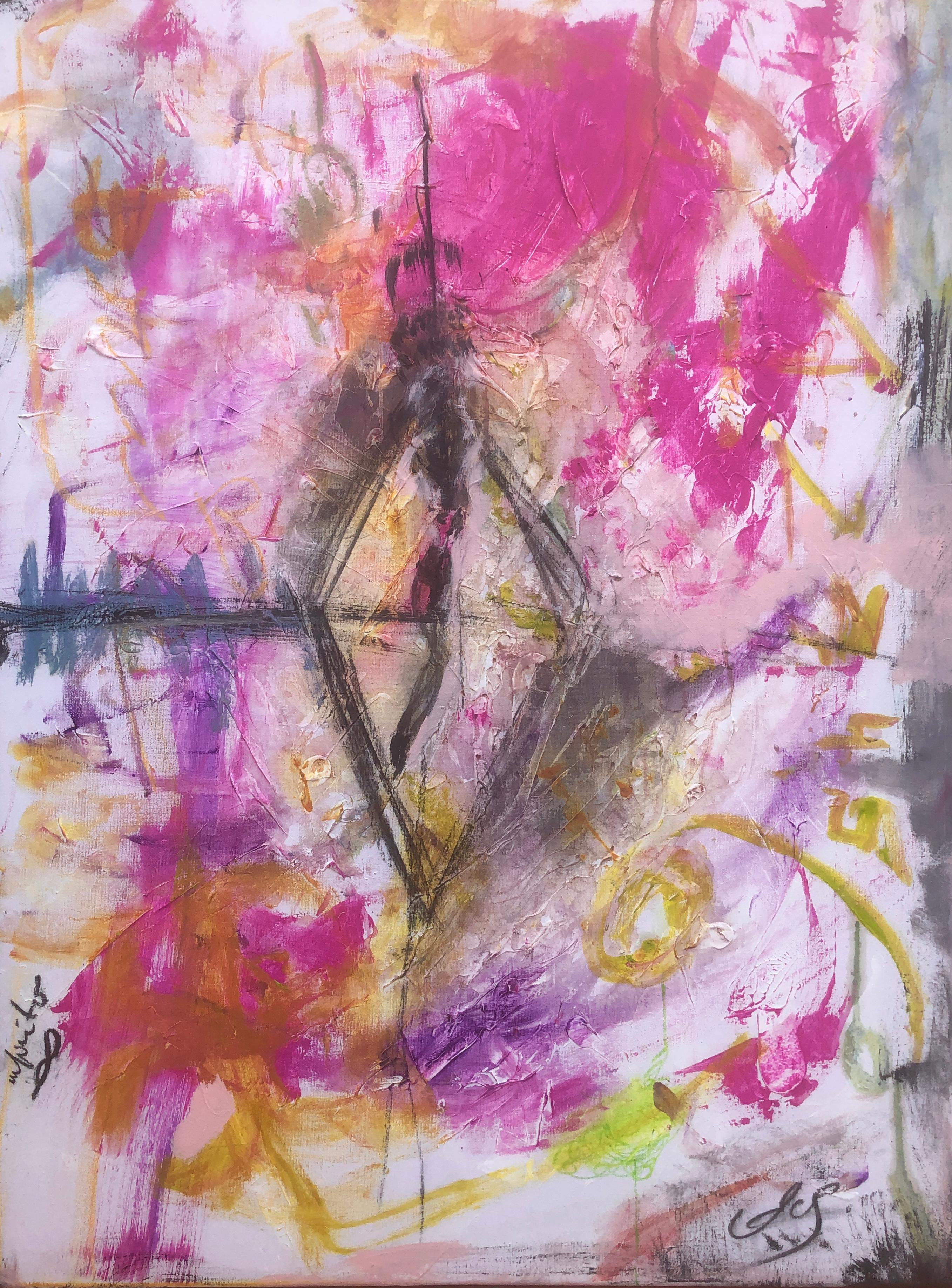 Nerea Caos Abstract Painting – Abstrakt-expressionistisches Gemälde in Öl auf Leinwand mit Farbexplosion
