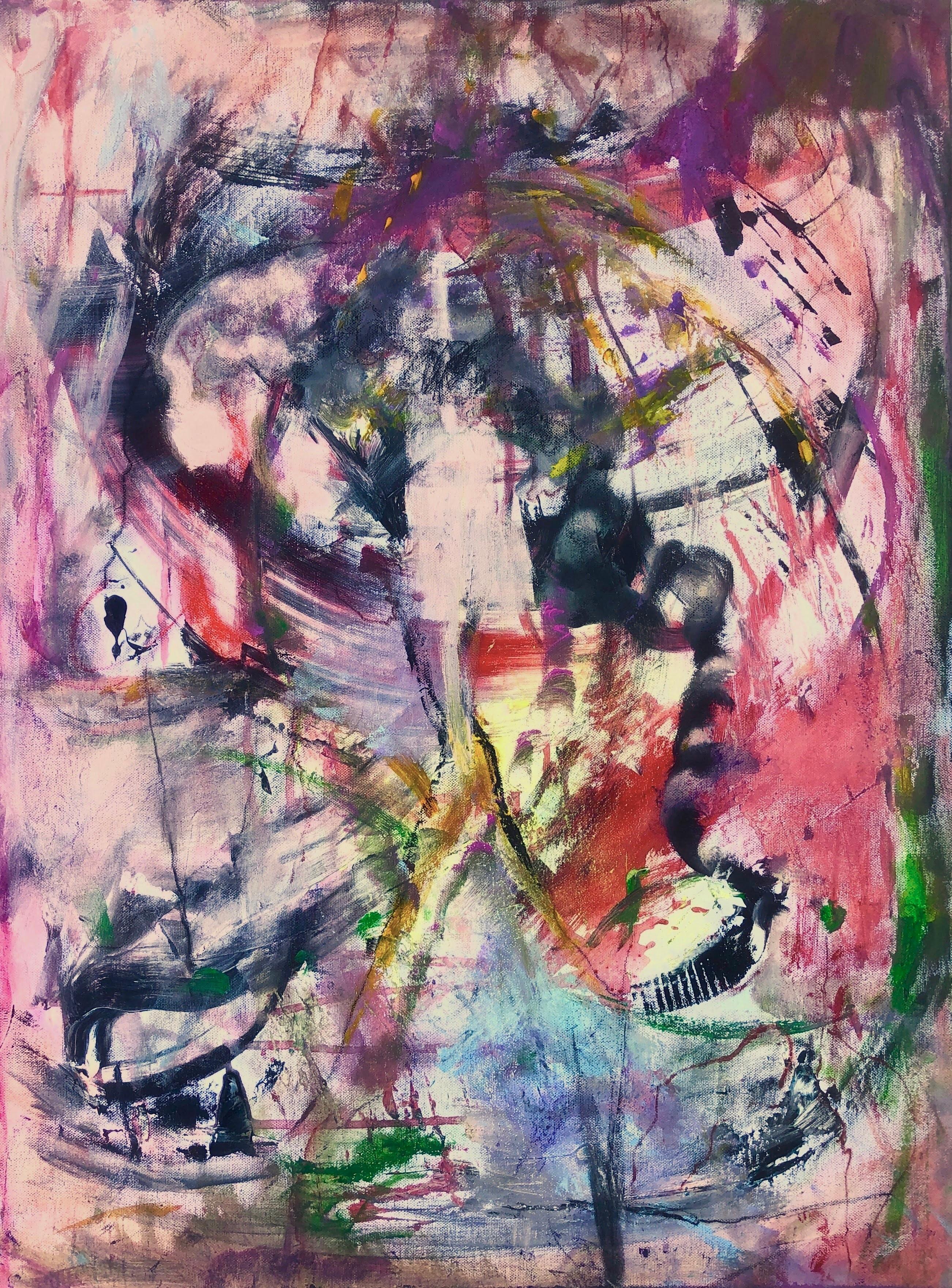 Abstract Painting Nerea Caos - Peinture à l'huile sur toile « jesus christ superstar » (surnom de superstar) expressionnisme abstrait