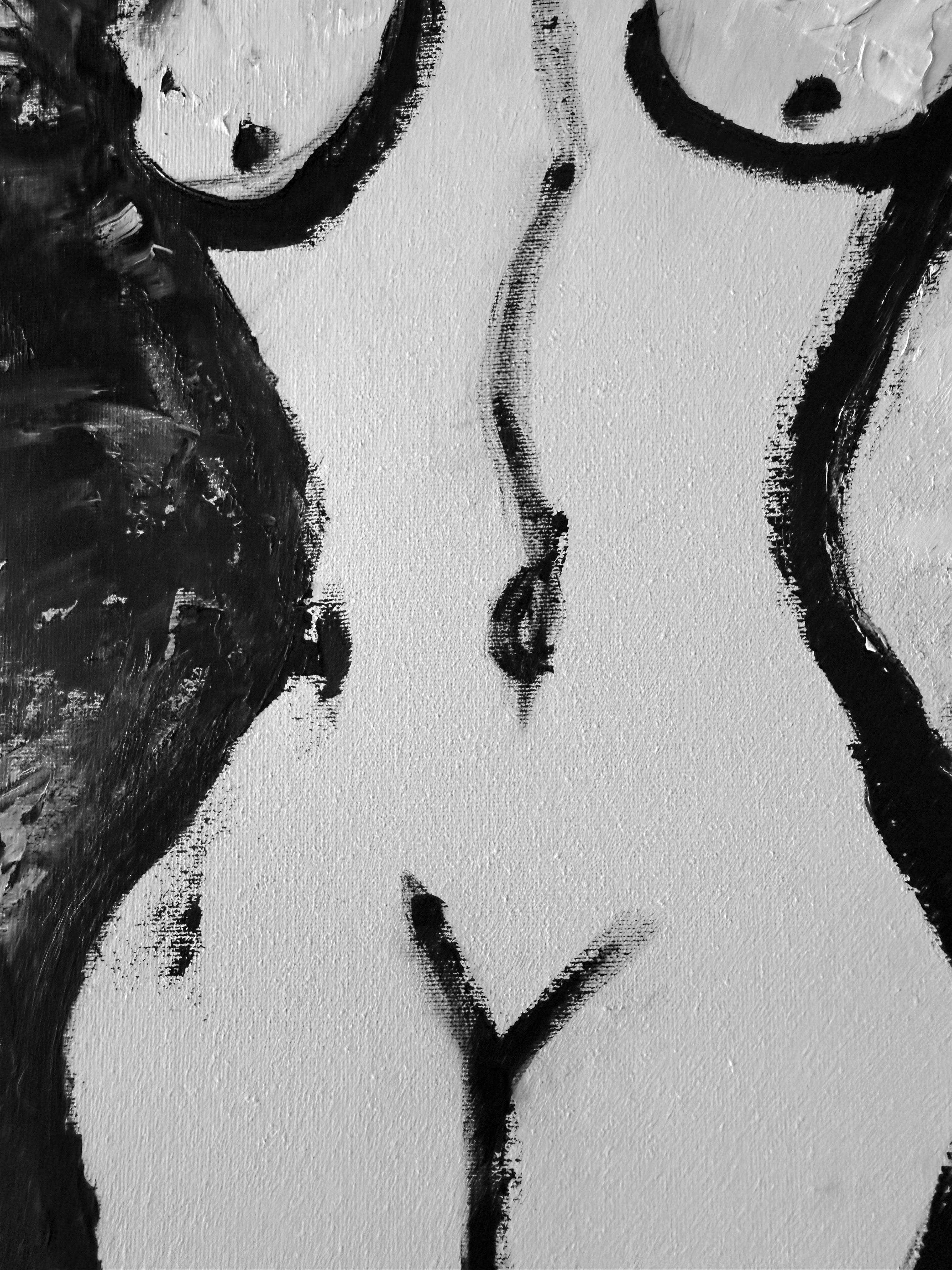 Femme nue huile sur toile peinture nue - Painting de Nerea Caos