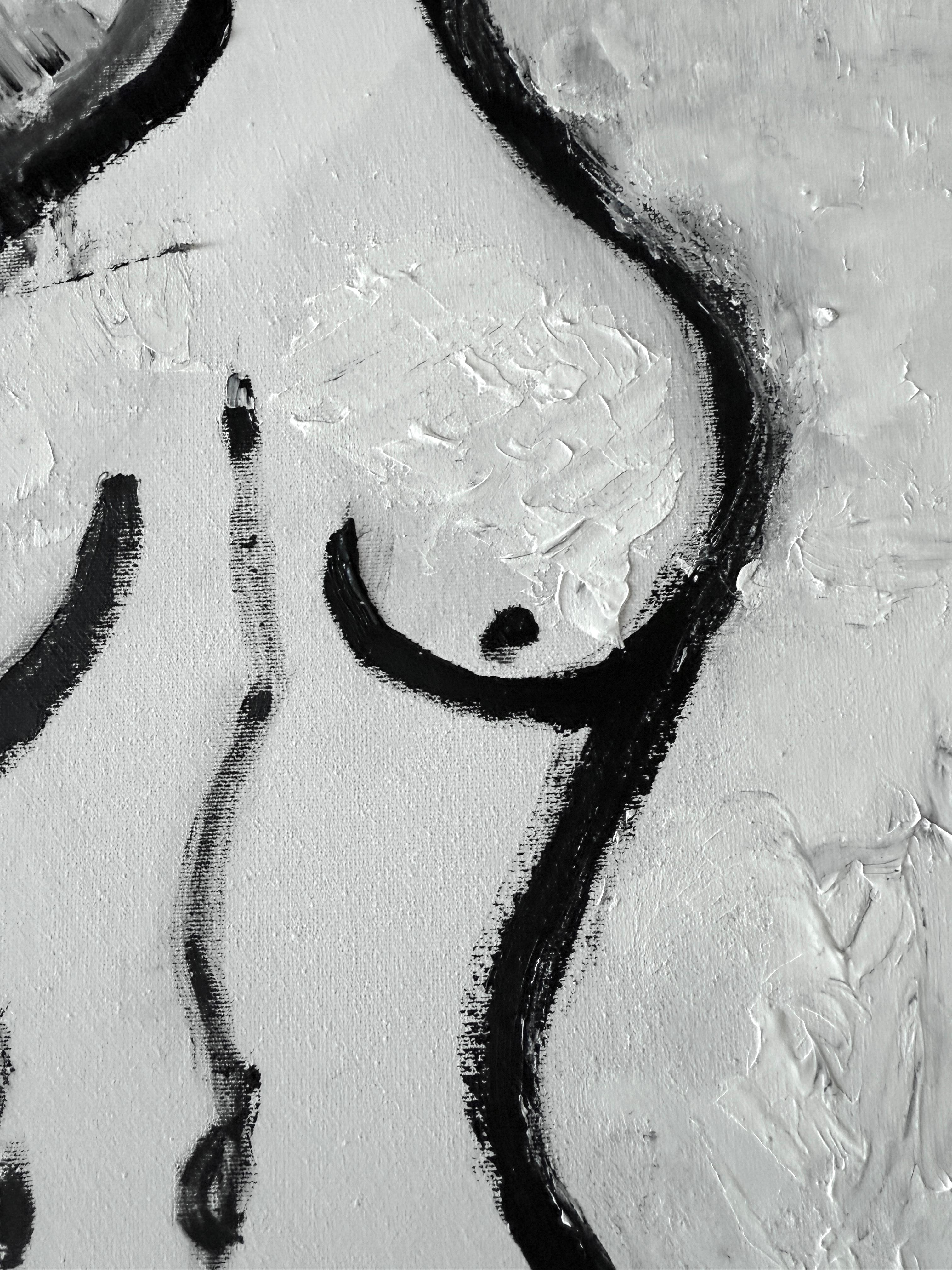 Femme nue huile sur toile peinture nue - Expressionnisme abstrait Painting par Nerea Caos