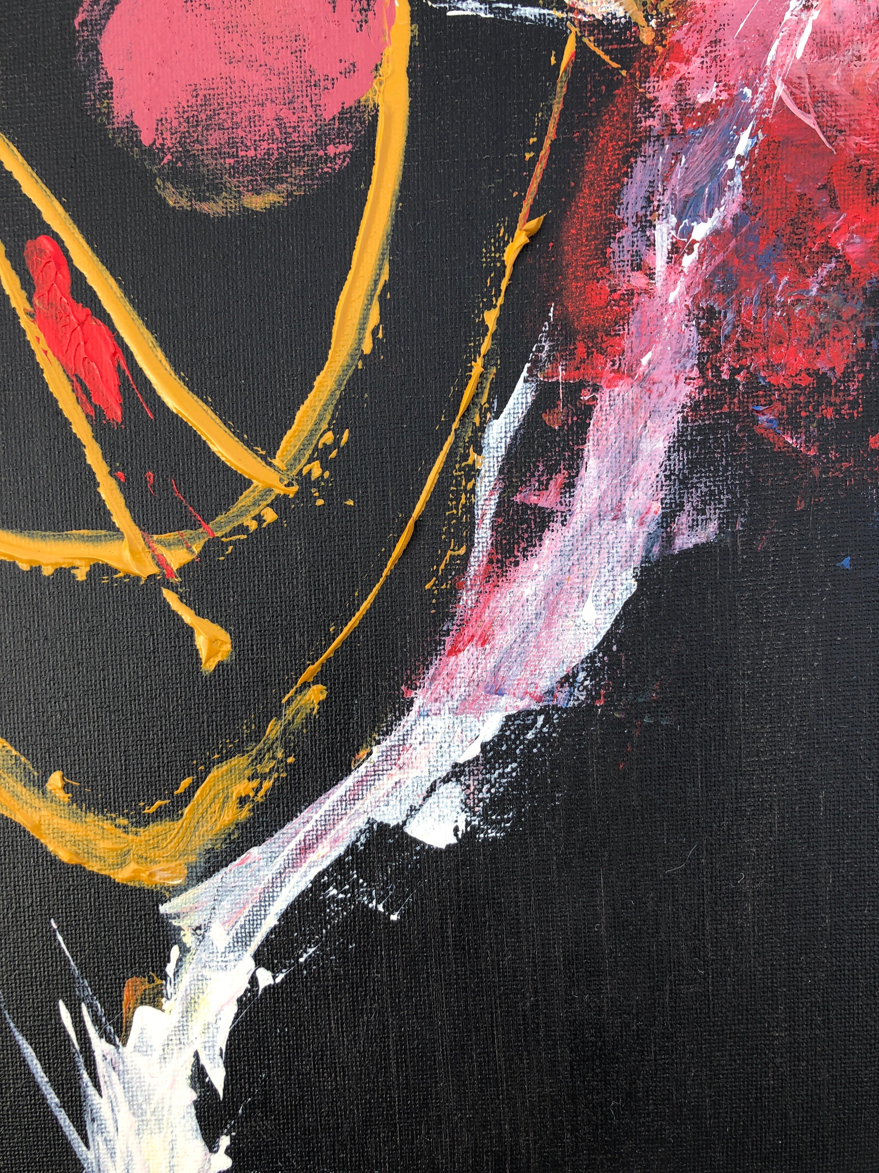 La mujer que sonríe sin motivo óleo sobre lienzo - Abstract Painting Negro de Nerea Caos