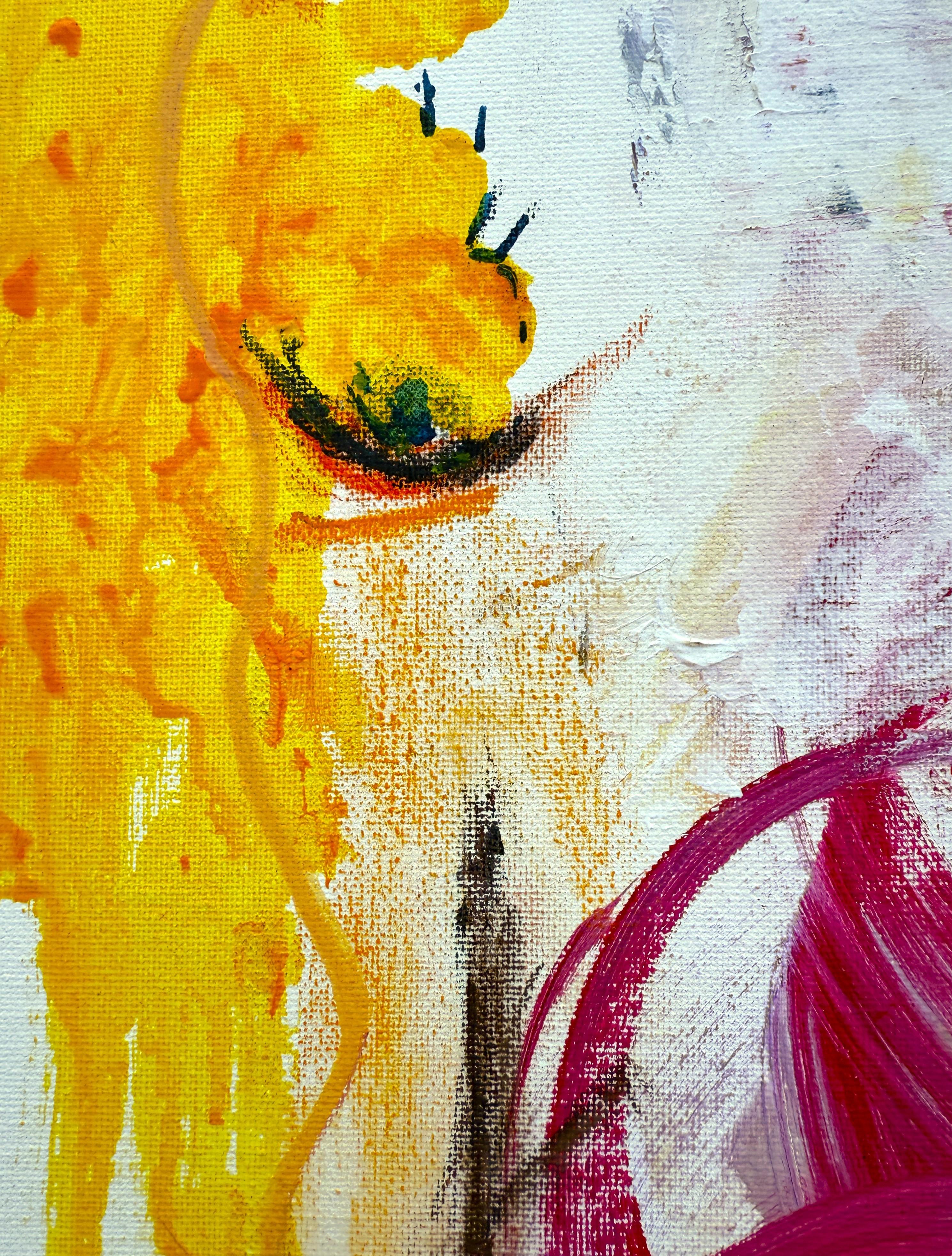 Krieg und Frieden Acryl auf Leinwand Gemälde (Beige), Abstract Painting, von Nerea Caos