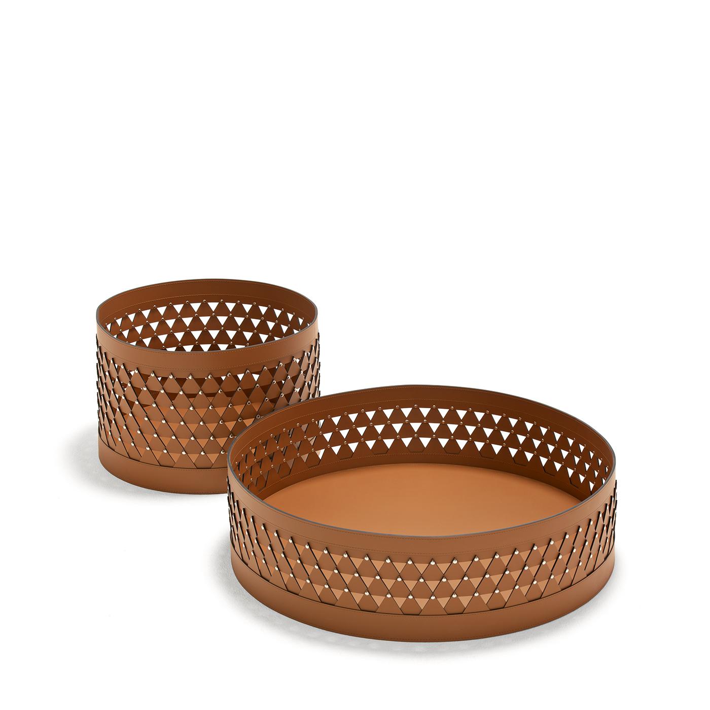 Nereide 45 Cestino rotondo in pelle marrone #1 di Exteta In condizioni Nuovo in vendita a Milan, IT