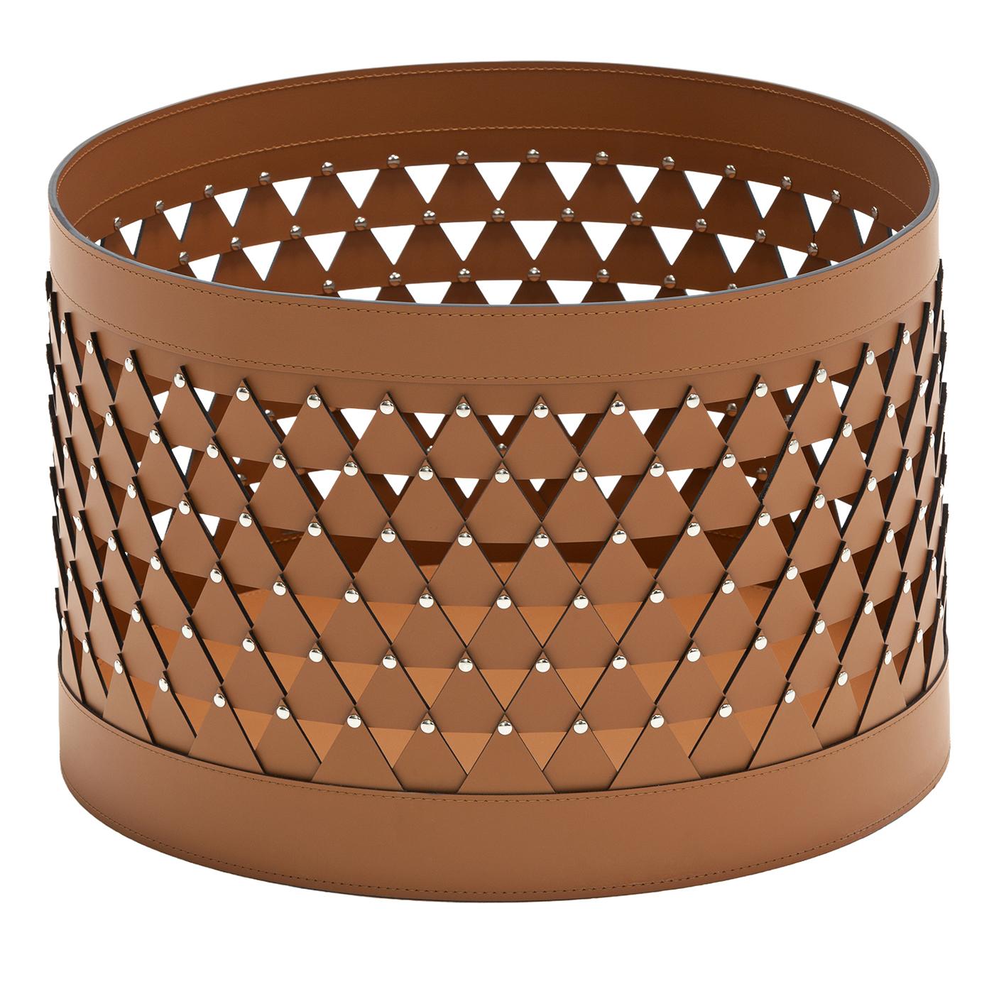 XXI secolo e contemporaneo Nereide 45 Cestino rotondo in pelle marrone #1 di Exteta in vendita