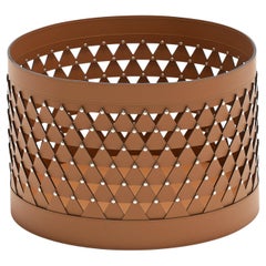 Nereide 45 Round Brown Leather Basket #1 by Exteta