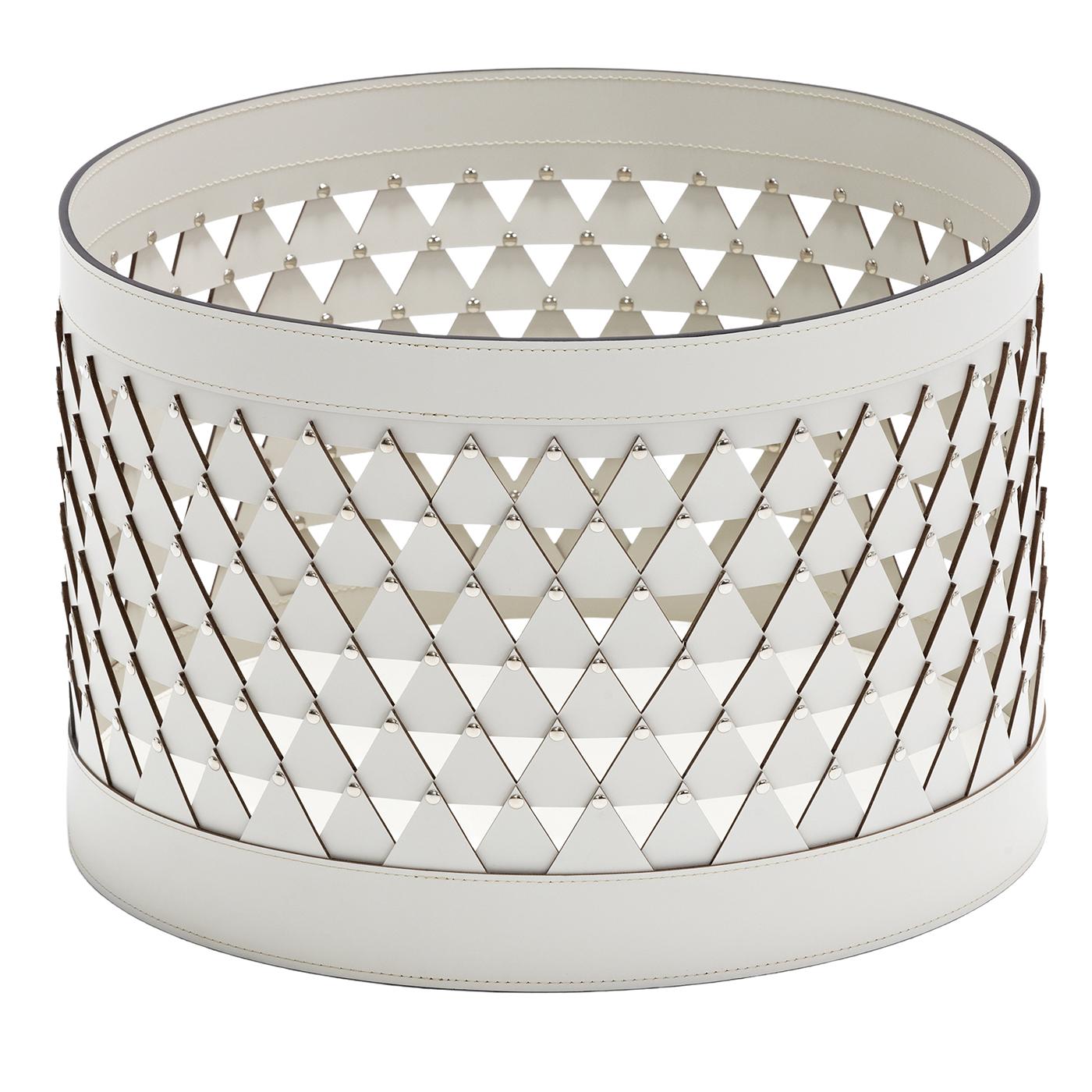 Cesto rotondo in pelle bianca Nereide 45 di Exteta in vendita 7